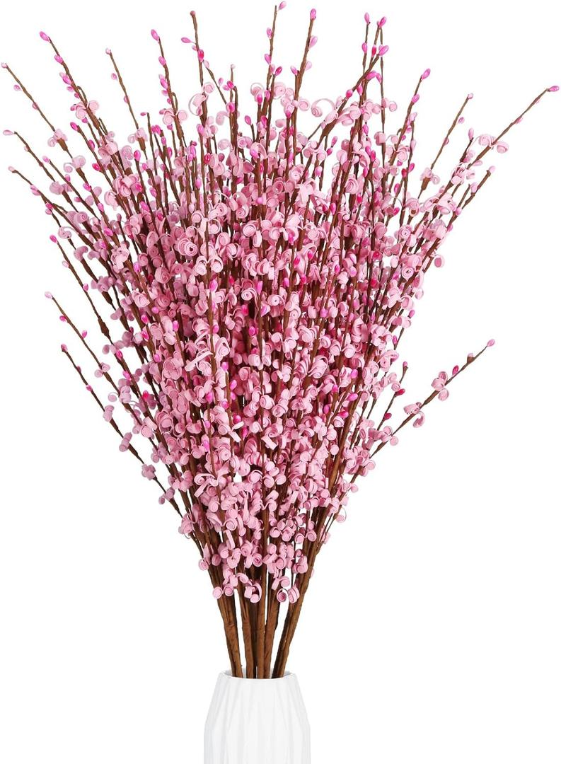 15PCS Pink Flowers 29.5" Faux Jasmine Flowers Long Stem Artificial Flowers for Tall Vase Wedding Party Home Office Kitchen Decoration(Pink)