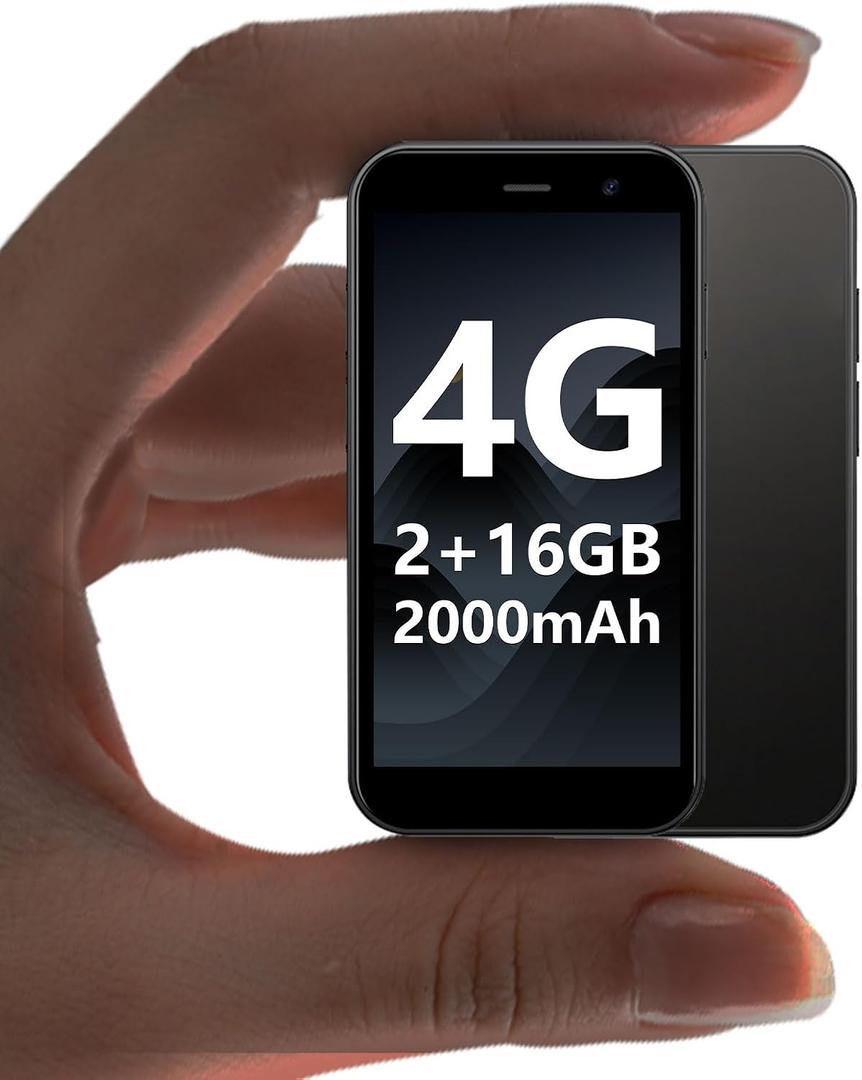 Mini Smartphone 4G Mini Phone for Kids 2000mAh Battery World's Smallest 3.0'' Touch Screen Mobile Phone Cell Phone with Dual SIM Quad Core Face ID GPS for Girls & Boys 2GB+16GB Black