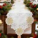 Christmas Table Runner with Snowflake Embroidery, Winter Table Runner for Dining Room,Red Elegant Christmas Table Decor 1370IN (Silver)