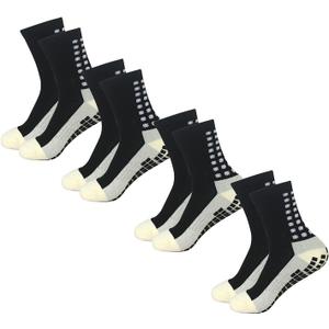 Yufree 4 Pairs Mens Grip Soccer Socks Non Slip Grippy Women Socks for Football Basketball Sports (One Size)