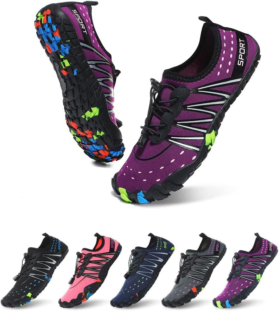 ziitop Water Shoes for Men Women Beach Barefoot Swim Rock Climbing Pool Shoes Socks, Anti-Slip Breathable Quick Dry Lightweight Slip-on, Outdoor Sport Hiking Walking Boating Fishing Diving Surfing (Purple, 11 Women/10 Men)