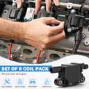 12611424 Ignition Coil Pack Compatible with Chevy Cadillac GMC Pontiac 5.3L 6.0L V8 Engine G8 Grand Prix H3 Silverado Tahoe Yukon Impala - Replace # 12570616 D510C UF413, set of 8 Ignition Coil