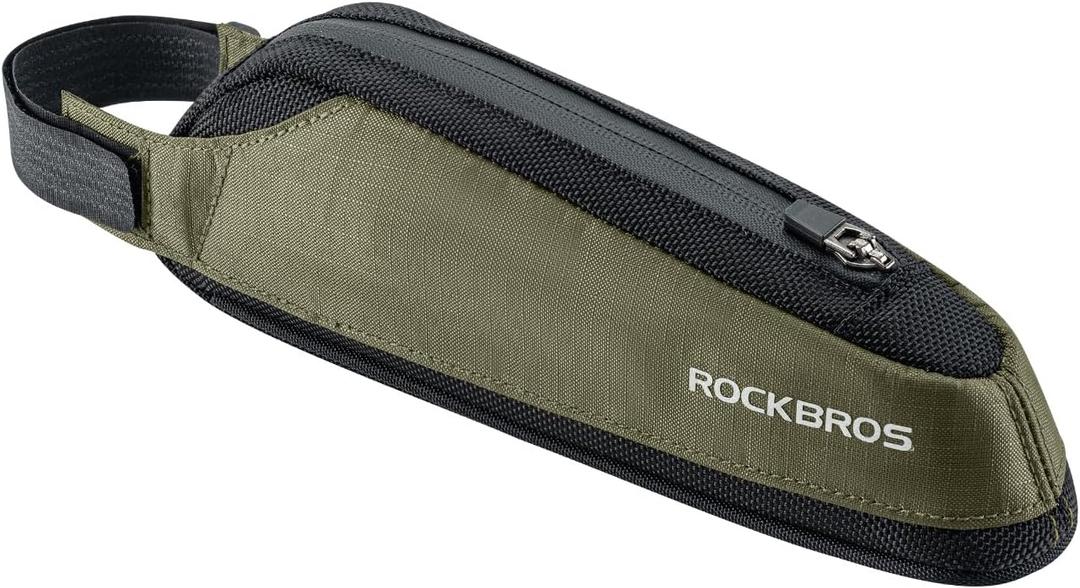 ROCKBROS Bike Top Tube Bag Bike Frame Bag Bike Triangle Bag Small Aerodynamic Bag for Triathlon and Gravel Bikes (Green)