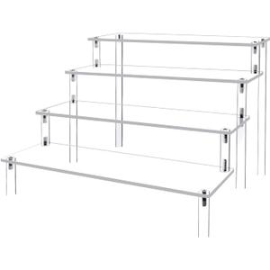 Acrylic Display Risers Cupcake Stand for Food Desserts,Perfume Organizer 4 Tier Clear Shelf Display Stand Funko POP Collections,Perfume Stand for Organizer and Decoration (12 x 8 x 6 Inch)