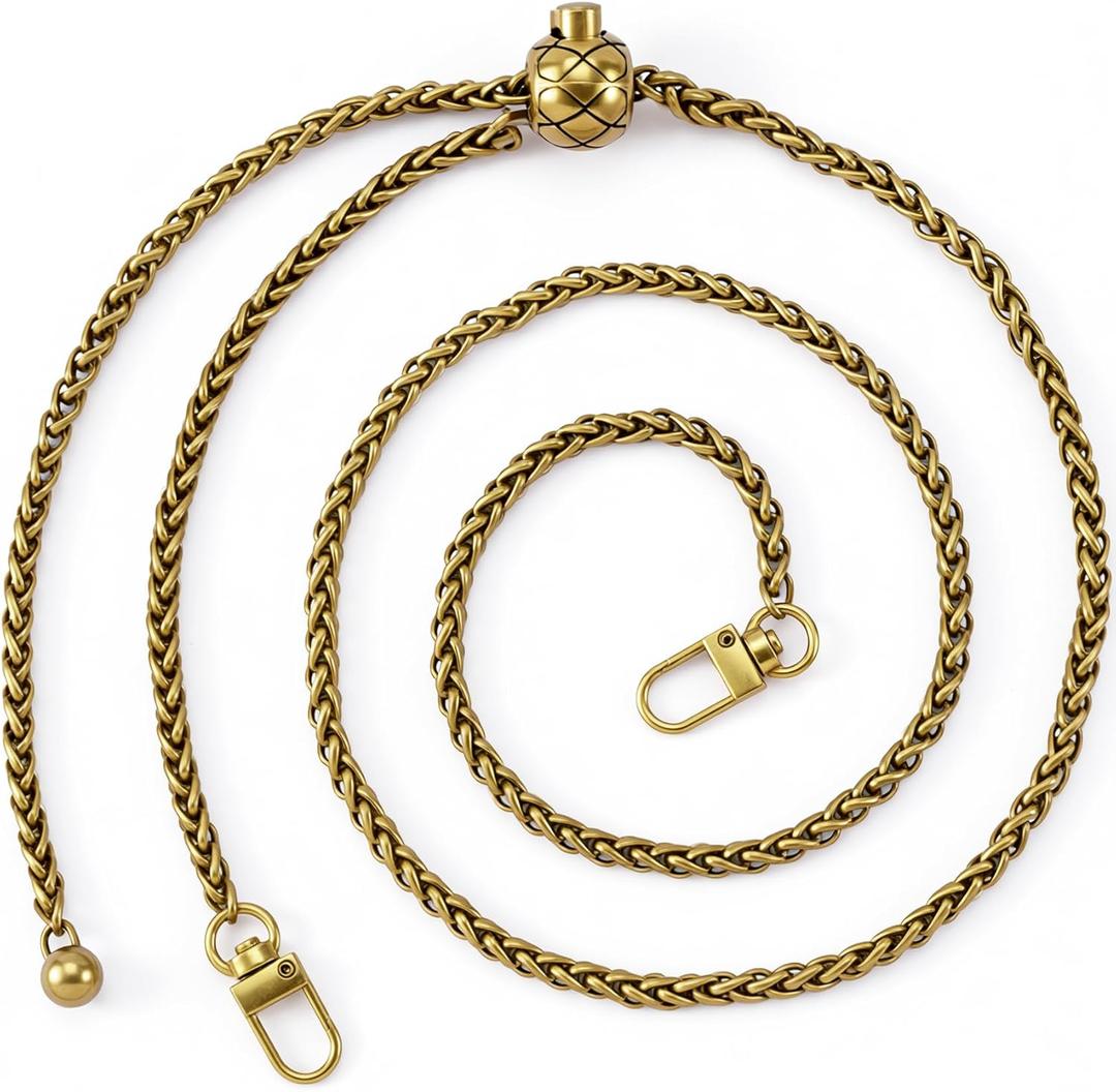 Joez Wonderful Bronze Purse Chain Strap, 48" Adjustable Bag Chain Strap, Extra Long Thin Handbag Replacement for Women Shoulder Bag Crossbody