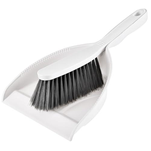 Small Hand Broom and Dustpan Set, Mini Dustpan and Brush Set, Handheld Dust Pan, White