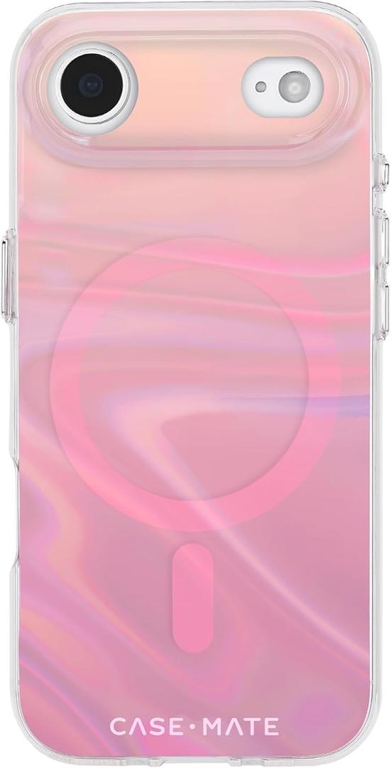 Case-Mate Soap Bubble iPhone Air Case [Compatible with MagSafe] - Stylish Phone Case for Women with 12ft Drop Protection - Premium Magnetic Cover for iPhone Air - Peach Iridescent