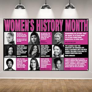 2 x Womens History Month Backdrop for Photography National Women's Day Banner Womens History Month Decorations and Supplies for Party Home -7143''