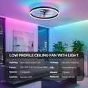 20'' RGB Ceiling Fans with Lights and Remote, LED & Easy Install | Vertical wind direction design, 6 speeds, dimmable, smart flush mount ceiling fan, for bedroom, living room