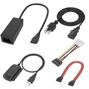 XMSJSIY SATA PATA IDE to USB 2.0 Adapter Converter Cable for 2.5" 3.5" Hard Drive Disk HDD SSD/CD-ROM/CD-RW/DVD-ROM with AC Power Supply Cord for PC Desktop Laptop