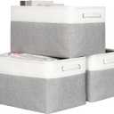Kntiwiwo Foldable Storage Bin Collapsible Fabric Storage Basket Cube with Durable Handles Closet Organizer Bins for Organizing Shelves Drawers, Set of 3, 17" x 11.8" x 9.8", Grey