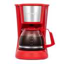 Holstein Housewares 5 Cup Drip Coffee Maker Compact and User-Friendly with Auto Pause & Serve, Reusable Filter, Measuring Spoon & Glass Carafe, Office & Dorm Use, Red