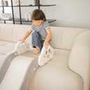 Indoor Kids Baby Couch Slide for Toddler 1-3, Sofa Slide Add-on Attachment for Bed Nugget Playgrounds, with Secure Base Guardrail, Gentle Slope Extended Buffer Zone, Fun Cute Cloud Design, White