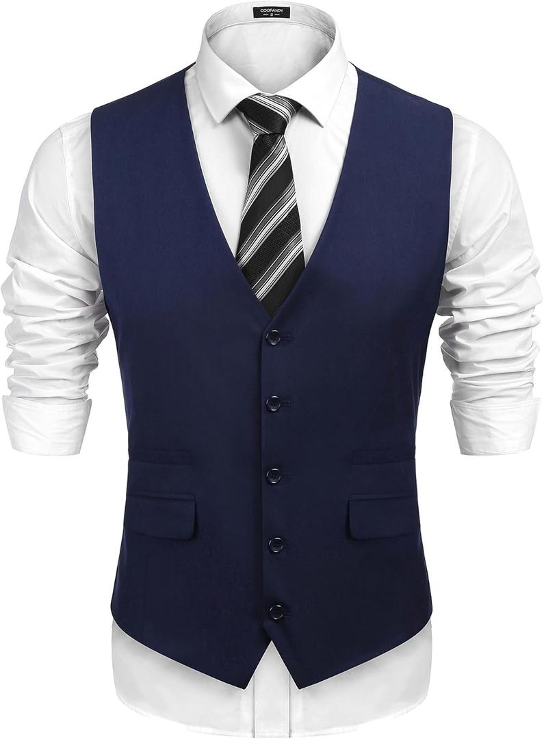 COOFANDY Mens Suit Vest Formal Dress Vest Slim Fit Buesiness Wedding