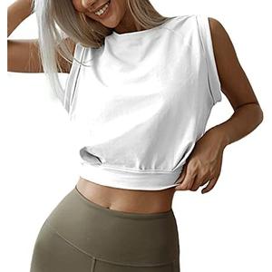 ARRIVE GUIDE Crop Top Athletic Shirts for Women Cute Sleeveless Yoga Tops Running Gym Cotton Cropped Workout Clothes. SIZE XL