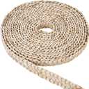 FINGERINSPIRE 10.9 Yards Linen Straw Ribbon for Hat Making, 0.9 Inch Wide, Beige, Rustic, Letter Print, Casual Occasion