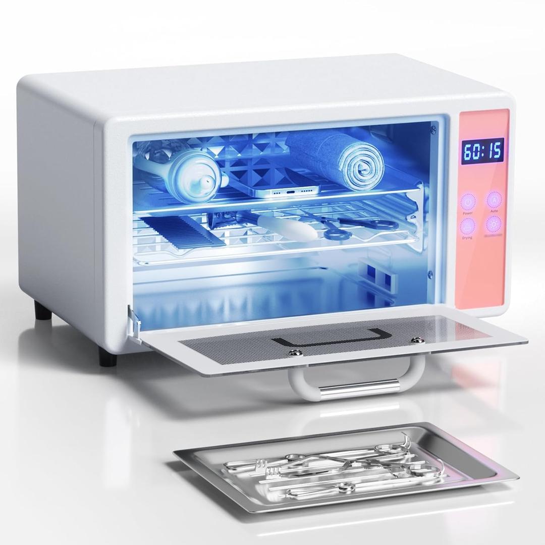 UV Light Nail Tool Cleaning Machine - Dry Heat Cabinet UV Light Cleaner, Manicure Tool Cleaner Cabinet, Barber Salon Tools, 6L 110V 160W White