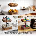 G.a HOMEFAVOR Acacia Wood Fruit Basket: 2-Tier Vegetable Storage with Banana Holder, Kitchen Countertop Organizer for Bread Snack, Large Size