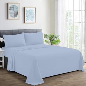 CharlottelyHues 1000 Thread Count Sheet Set 4 Piece 100% Egyptian Cotton Hotel Luxury Breathable Soft Snug Fit Sateen Finish Bed Sheets Fits Upto 18" Mattress (Sky Blue, Queen)