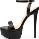 MERUMOTE Women's Platform Heels Sky High Heel Sandals Party Bridal Evening Shoes (7.5, Black)