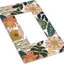 Mid Century Boho Floral Light Switch Cover 1 Gang Wall Plate Single Decorator Rocker Switch Plate Covers, Tropical Leaves Decorative Outlet Cover, 4.50 x 2.76 Inch
