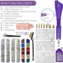 Hotfix Rhinestones Applicator Kit Set 4500 Pcs Crystals (White/AB/Multi-Color) - Bedazzler DIY Craft Includes 19 Pattern Templates, Tweezers, Brush, Storage Bag - for Clothes, Fabric, Jeans (Purple)