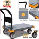 WUD Push Cart, Folding Mobile Platform Trolley,Thickened and Reinforced, 360 Swivel Wheels,35.4 L x 23.6 W, 1323 lb.Grey Dolly cart with Wheels