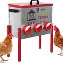 XINYI 9.3 Gallon Automatic Chicken Feeder, 6 Ports Gallon Chick Feeder No Waste with Adjustable Legs, Rodent Proof & Weatherproof Metal Raised Poultry Feeder