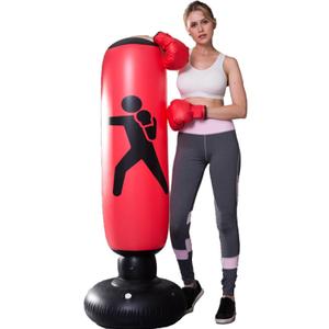 Punching Bag for Adult Kids,Kizcmvre Inflatable Freestanding Heavy Duty Boxing Bag,Women Men Training Equipment Exercise Boxing Standing Punching Bag (Red).