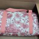 American Mahjong Tile Set, Mah Jong Set Complete with Pink Flower Bag, 166 White Tiles with Golden Dices for Travel, 4 All-in-One Mahjong Racks with Pushers (Pink), 3 inches x 5.6 inches