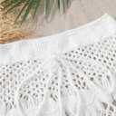 SHENHE Girl's Swimsuit Coverup Crochet Skirt Cover Up for Swimwear Hollow Out Beach Skirt (White), 11Y