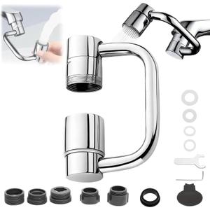 U Shape Faucet Extender  360 Rotatable Sink Aerator, Universal Bathroom/Kitchen Faucet Attachment, Splash-Free & Dual-Mode Water Flow, Easy Install with Adapters(1)