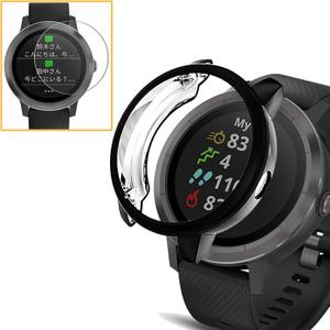 [2+1 Pack] Compatible for Garmin vivoactive 3 Case Cover with Screen Protector Soft TPU Plated Protective Bumper Shell + Tempered Glass Screen Protector Film for Garmin Vivoactive 3