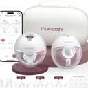 Momcozy M5 Smart APP Controlled Wearable Breast Pump, Hands-Free Wireless Electric Pump, 3 Modes 9 Suction Levels, BPA-Free, Portable Lightweight, 24mm Flange, 2-Pack Quill Gray