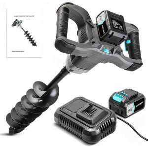 BLUEMARS Earth Auger, 40V Brushless Cordless Post Hole Digger with 6" Drill Bit, 2.5AH Battery & 4A Charger, LED Work Light, for Fence Post, Planting, Gardening & Landscaping