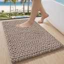 LUMI Luxury Bathroom Rug, Ultra Soft Quick Dry Bath Mat, Non-Slip Absorbent Thick Chenille Bath Rug, Cozy Braid Design Floor Mat for Bathtub, Sink, Laundry, Bedroom, Beige, 24"x36"