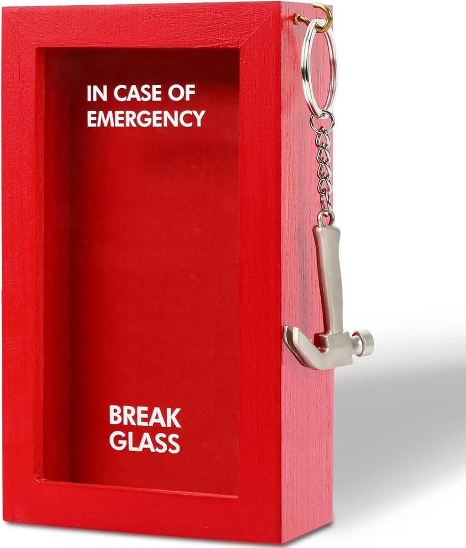 JULEASEL Funny Office Emergency Box w/Hammer, Break in Case of Emergency Box, DIY Stress Relief Gag Gift for Coworker, Desk Decor & White Elephant Gift for Friends, Coworkers & Family, Money Gift Idea