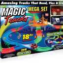 Ontel Magic Tracks Mega Set - 2 LED Race Cars and 18 ft. of Flexible, Bendable Glow in The Dark Racetrack - As Seen on TV