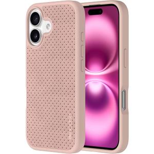 Incase City Case Slim MagSafe Compatible Apple iPhone 16, Protective Cover with 10 Ft Drop Protection Raised Edges Enhanced Screen Protection (Blush Pink Perforated Vegan Leather, iPhone 16)