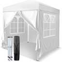 VINGLI 6.5x6.5 Pop Up Canopy Tent with Sidewalls, Outdoor Gazebo Canopy Tent, Patio Event Tents Outdoor Event Shelter for Parties (White)