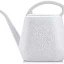 Fasmov 1-Gallon Plastic Watering Can with Comfortable Handle, Garden Watering Cans Long Spout for Indoor Outdoor Watering Plants (Gray White)