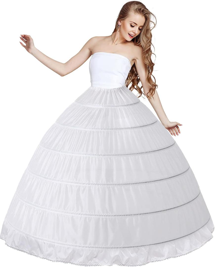 SHEJIZE Womens Petticoat Skirt Crinoline for Girls Hoop Skirt Petticoat Underskirt Half Slips (One Size, White)
