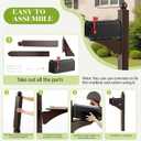 Colingmill Brown,Black 1 Set Iron Mailbox Posts with Mailbox for Outside Ground Mounting Post 56 Inch Tall Heavy Duty Architectural Stand with 8 Screws for Outdoor Use
