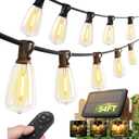 addlon 54(48+6) FT Solar String Lights Waterproof,Patio Lights Solar Powered with Remote & USB Port 15+1 LED Shatterproof Bulbs 3 Light Modes, Dimmable Solar Light for Camping Backyard Garden