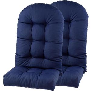 Outdoor Adirondack Chair Cushions Set of 2, Non-Slip Waterproof High Back Tufted Patio Seat Pads for Porch Rocking Chair 44"x19.6"x4.7", Navy Blue