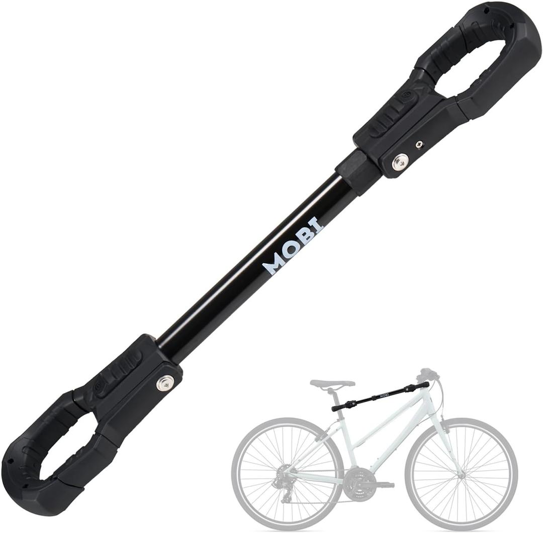 MOBI OUTDOOR Bike Bar Adapter for Bike Rack, Bike Cross Bar for Bike and Ebike- 70 LBS Wight Capacity, Adjustable Iron Steel Adaptor with Rubber Hooks