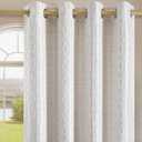 Cream and Silvery 100% Blackout Curtains 96 Inch Length 2 Panels, Jacquard Thermal Insulated Noise Reducing Grommet Drapes for Bedroom Living Room, 2pcs, 52" W x96 L