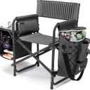 ONIVA - a Picnic Time Brand Fusion Original Design Outdoor Folding Chair, Gray with Black Frame , 33 x 7 x 21
