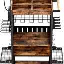 CasaDolce Heavy-Duty Power Tool Organizer with Charging Station, Premium Thickened Wood Panels, Tool Organizer 5 Layers + 5 Side Hooks Lntegrated Design Tool Organizers and Storage