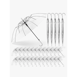 Reginary 25 Pieces Wedding Umbrellas Bulk Auto Open Stick Umbrellas with White European J Hook Handle Windproof Large Canopy Umbrella for Outdoor Wedding Bride Groom Photography Golf